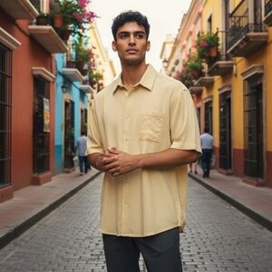 Toscano Silk Short Sleeve Button Down Shirt